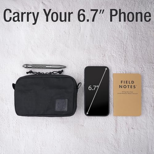 Tintris Belt Zipper Pouch for Men Women YKK Zippers, EDC Belt Pouch Waist Pack Bag for Camping, Hiking, Water Resistant, Tough Waxed Canvas, Black, Size M