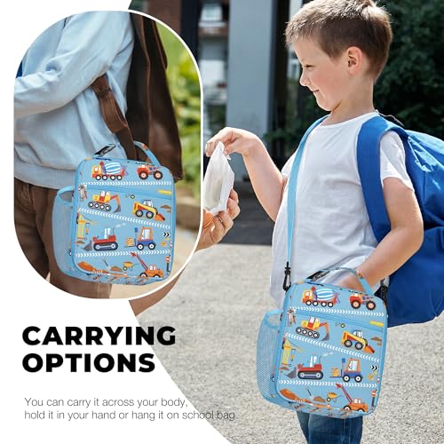 Clastyle Car Insulated Kid Lunch Bag for Boy Lunch Box, Red Construction - color: Red Construction
