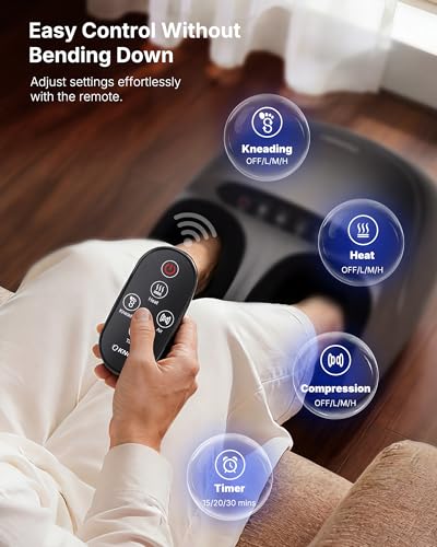 KNQZE Shiatsu Foot Massager with Heat for Plantar Fasciitis, FSA Eligible - color: Black