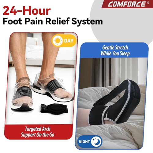 Plantar Fasciitis Night Splint Sock & Arch Support-24 Hour Heel Pain Relief - color: Black