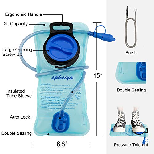 2 Pack Hydration Bladder 2L-3L with Cleaning Brush - Wide Opening, Leak Proof Water Reservoir for Hiking Cycling Running Camping Backpack - BPA Free - color: 2L-Blue+white