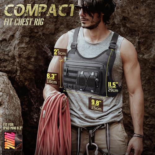 RXW Chest Bag for Men Women, Tactical Chest Rig Holster, EDC Chest Pack - color: Black