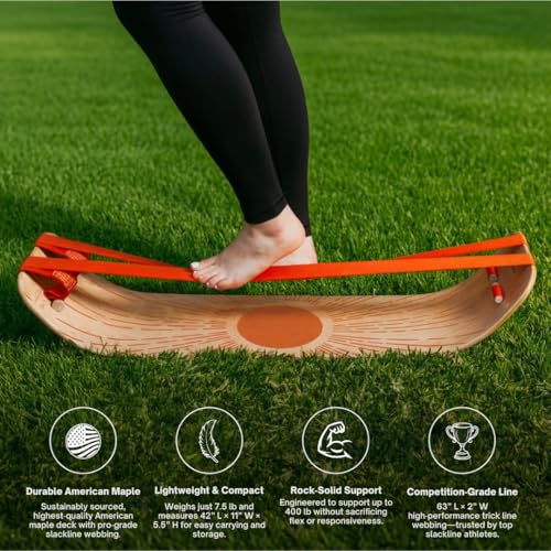 GIBBON SlackBoard, Balance Board Kids & Adults, Slackline Balance Trainer - color: Moon - 1 Line