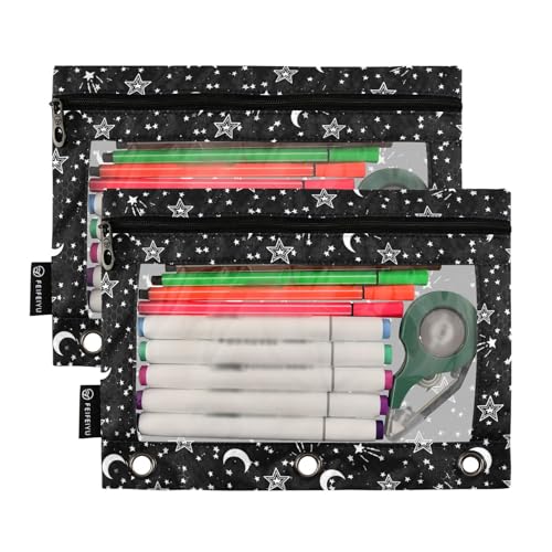 Star Pencil Pouches for 3 Ring Binder 2 Pack - color: Star