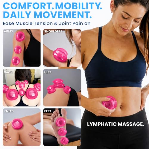 Silicone Cupping Set, Cupping Kit for Massage Therapy and Cellulite, 4 Cups - color: Pink, size: 4 Count