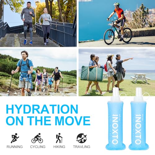 INOXTO Soft Flask,Collapsible Soft Water Bottles for Hydration Vests and Running Packs, Soft Flask Running Bottles for Hiking Cycling(250/500 ml) (2 PCS 250ML) - size: 2 PCS 250ML