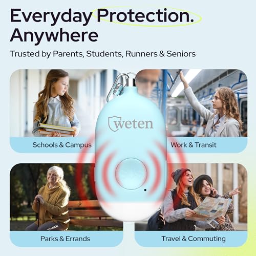 Rechargeable Personal Alarm Keychain, 130dB Siren, LED Light, Blue - color: B - Blue