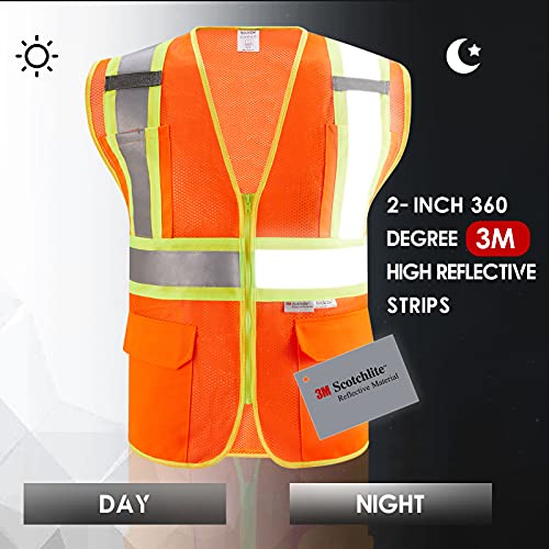 3M High Visibility Reflective Safety Vest Orange,M - color: 3m, size: Medium