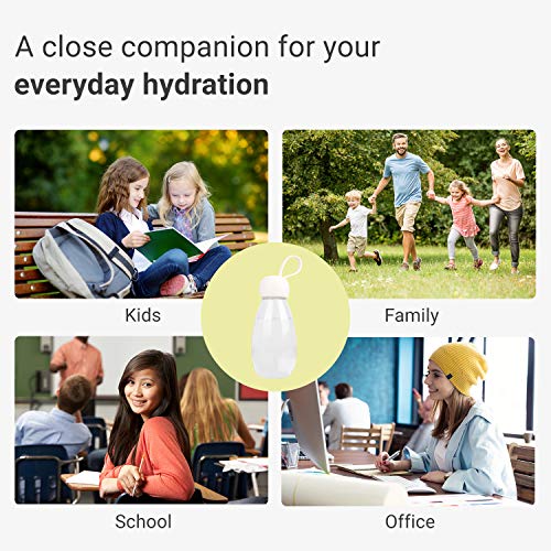 emoi BPA Free Water Bottle, 12oz/360ml Cute Water Bottle with Carrying Strap, Ideal for Kids Boys Girls Students Women Healthy Hydration-White - color: White Cap, size: 12 Ounces