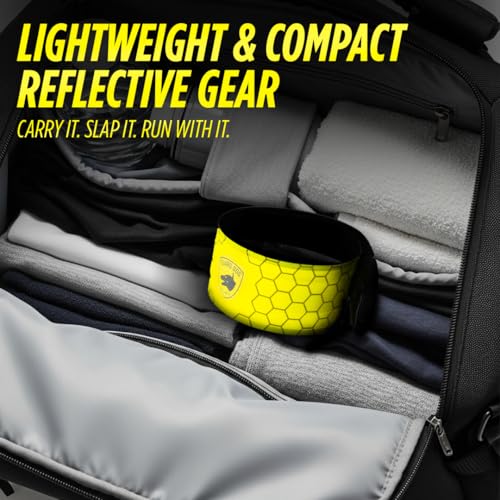 SlapLite Rechargeable LED Armband, Reflective Running Lights for Runners, Reflective Safety Gear Women, Men for Running, Walking, Cycling at Night, High Visibility Arm Band, Fits-All - color: Yellow