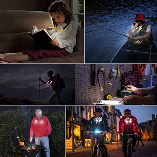 Rechargeable 4 LED Book Light Bright Neck Hug Light, Reading Lights for Reading in Bed, 3 Brightness Levels, Flexible Soft Rubber Arms, Perfect for Bookworms,Knitting,Comping,Crafts - color: Yellow