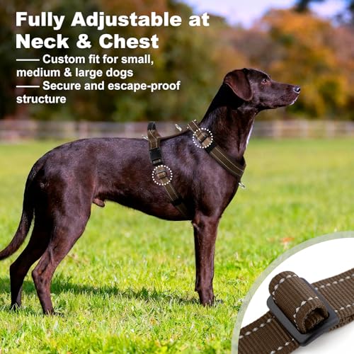 No Pull Dog Harness with Handle, Reflective Soft Mesh Padded Vest - color: Chocolate, size: M