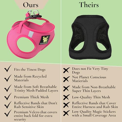 EcoBark Step in Dog Harness, Pink, X-Small, Tiny Soft Mesh Toy Breed - color: Pink, size: XS- 5 to 6 lbs- Chest Up to 13 in (Pack of 1)