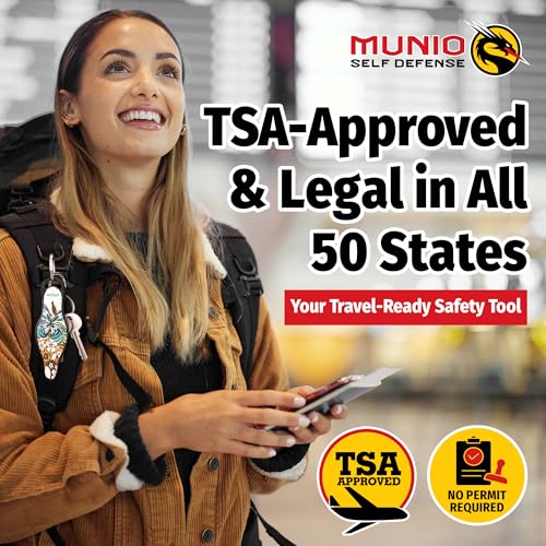 MUNIO Self Defense Keychain – Lightweight, Stylish & Portable Safety Tool for Women & Men – Non-Lethal Kubotan, Easy to Use - color: Brownie