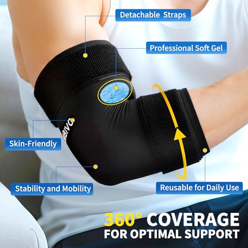 CAMBIVO Reusable Ice Pack Sleeve for Elbow – Hot & Cold Therapy Compression Brace for Tendonitis, Tennis Elbow, Bursitis, Arthritis, Arm & Calf Injuries, Pain Relief, Workout Recovery