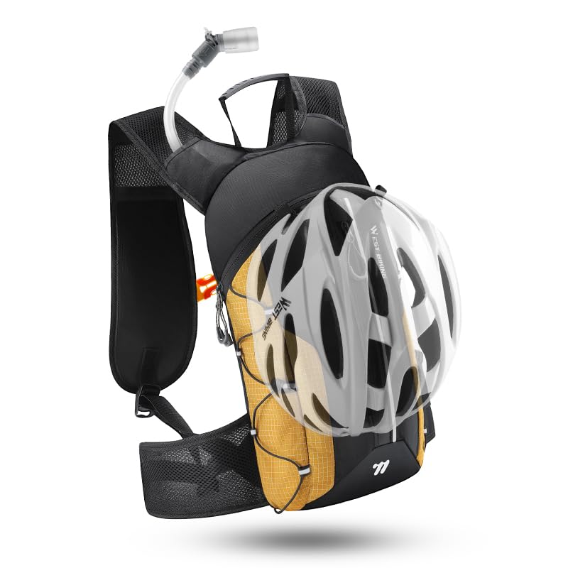 Hydration Backpack - Lightweight Water Backpack with 2L Water Bladder, Small Hiking Backpack for Running Cycling Camping Rave for Men Women - color: Orange1