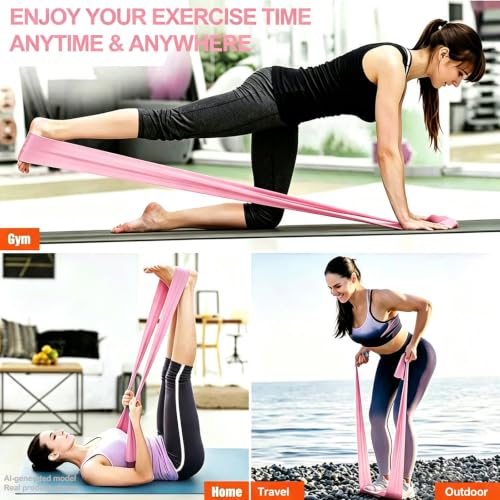Long Resistance Bands for Working Out, Physical Therapy, Yoga & Pilates - color: Pink