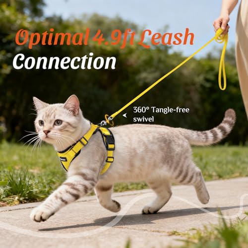 Dooradar Cat Harness and Leash Set, Adjustable and Escape Proof, XXS - color: Yellow, size: Xxs