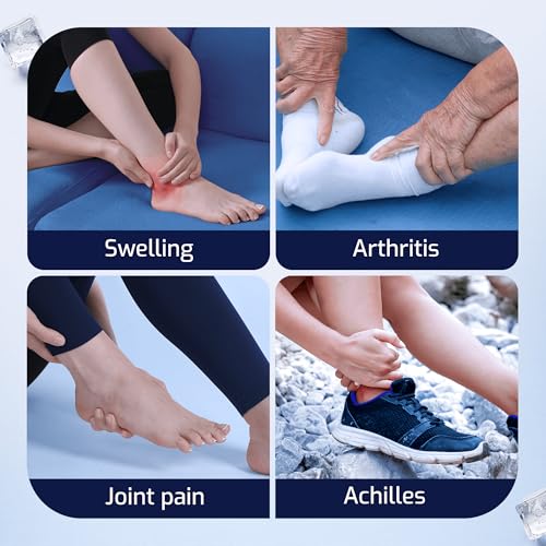 Ankle Ice Pack Wrap for Foot Pain, Hot/Cold Compression Sleeve Medium