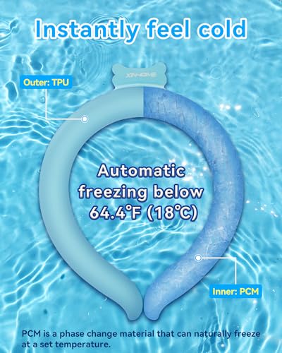 Neck Cooling Tube Wraps Ice Ring Neck Cooler Personal Ice Pack Wrap for Hot Weather Gel Reusable Wearable Gel Cooling for Summer Heat Hot Flashes Freezer Below 64.4℉ - color: Blue