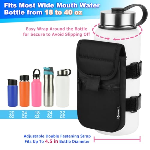 Cosmos Water Bottle Pouch Accessories for Gym Sports Hiking Running Walking Workout, Fits 18-40 Oz Bottle, Storage Pocket for Cell Phone Keys Cards Earphones
