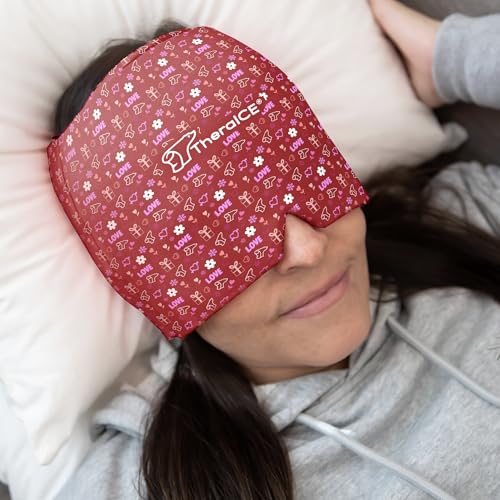 TheraICE Headache Relief Cap for Women, Headache Hat Migraine Ice Pack Mask - color: Red, size: One Size
