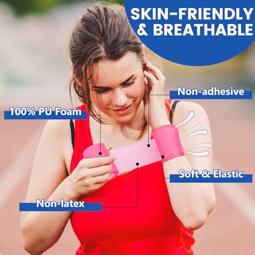 9 Pack Pre Wrap Tape, 9 Colors 2.76 Inch x 11 Yards Prewrap Athletic Tape - color: Blue,pink,purple,white,red,black,skin,green,yellow