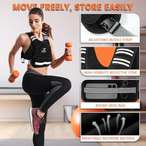 FUFF Weighted Vest Woman, 4-10 Lb Adjustable Weight Vest for Women Men, Female Strength Training Body Vest for Walking Exercise Running Workout
