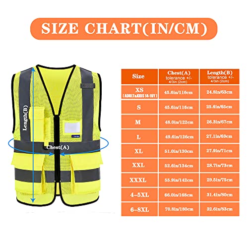 X Small High Visibility Mesh Safety Reflective Vest with Pockets and Zipper - color: Yellow Mesh, size: X-Small