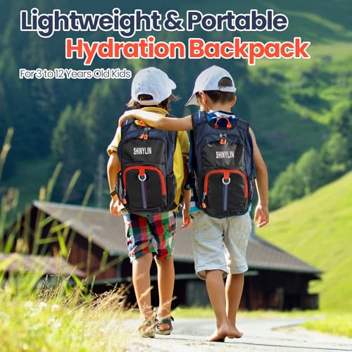 Shinylin Kids Hydration Backpack with 1.5L Water Bladder Hiking Backpack Lightweight for Boys or Girls Children Biking Climbing Running Cycling - color: Black, style: Classic