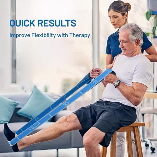 Slim Panda Stretch Strap with 9 Loops, Elastic Yoga Straps for Stretching - color: Blue