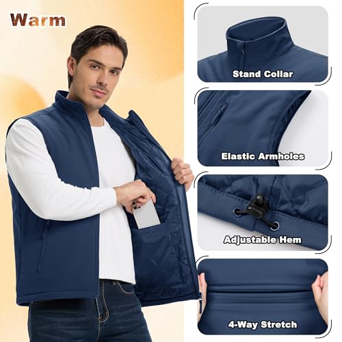 Outdoor Ventures Men's Golf Vest Outerwear Quilted Casual Lightweight - color: Dark Blue, size: 3X-Large