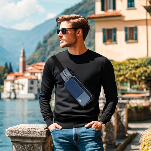 Fanny Pack for Women Men with Water Bottle Holder,Waist Bag for Hiking,Travel,Running,Dog Walking,Workout,Cycling (Dark Blue) - color: Dark Blue