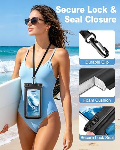 PEDVSTY Floating Waterproof Phone Pouch 2 Pack - Up to 7.0", Black - size: Regular (Up to 7.0")