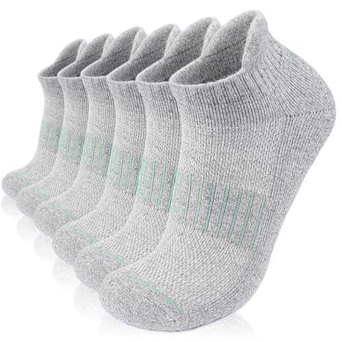 Lapulas Merino Wool Ankle Socks for Men Women, Hiking Running, 6 Pairs - color: Light Grey, size: Medium