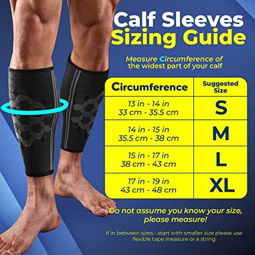 Sparthos Calf Compression Sleeves, Shin Splint Relief Men, Women - Black-M - color: Midnight Black