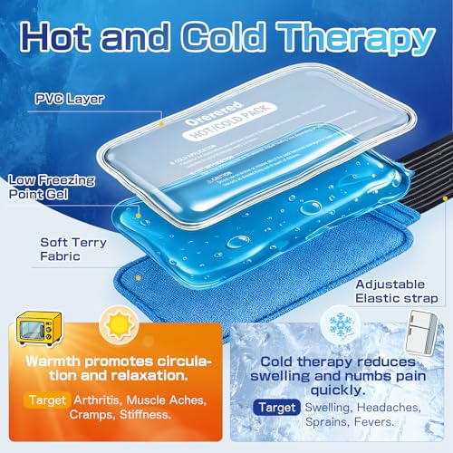 Ice Packs for Injuries Large 2 Packs Hot Cold Gel Pack with Strap Blue - color: Blue, size: Large 13 x 6 Inch