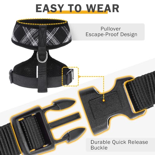 SCENEREAL No Pull Dog Harness and Leash Set Small Medium Sized Dog - color: Black & White, size: XS: Chest Girth: 10"-14"