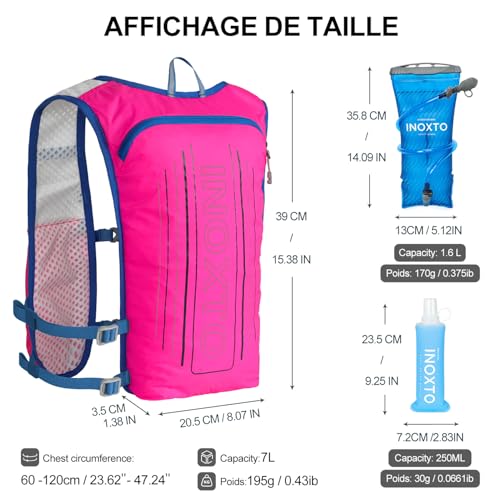 INOXTO Running Hydration Vest Backpack,Lightweight Insulated Pack with 1.5L Water Bladder Bag Daypack for Trail Hiking Running Cycling Race Marathon for Women Men - color: Pink