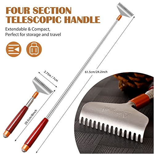 Oversized Back Scratcher Long Wooden Handle with Roller Massager - color: Red, size: L