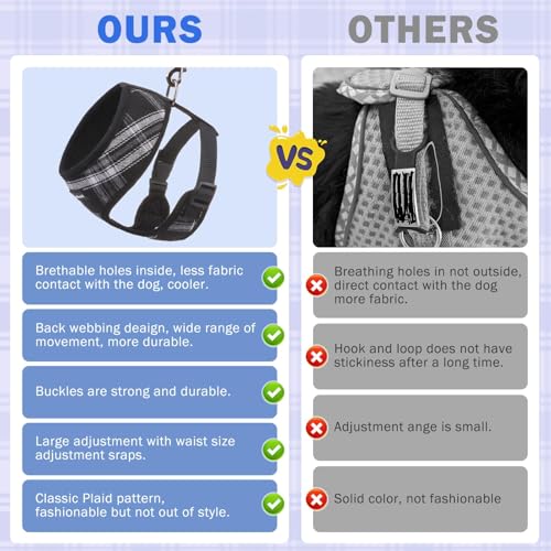SCENEREAL No Pull Dog Harness and Leash Set Small Medium Sized Dog - color: Black & White, size: M: Chest Girth: 17"-21"