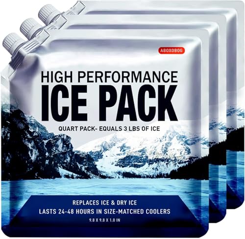 Reusable Ice Packs for Cooler Bag & Large Lunch Box, Long Lasting Gel Freezer Pack for Backpack, Heavy Duty Cold Packs for Camping, Travel, 3 Pack (9.8"x9.8") - size: Medium-3pk