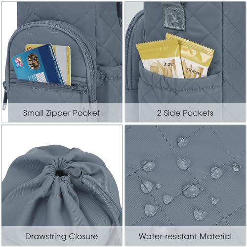 sportsnew 40oz Insulated Crossbody Water Bottle Sling Bag w/Phone Pocket - color: Quilt Blue
