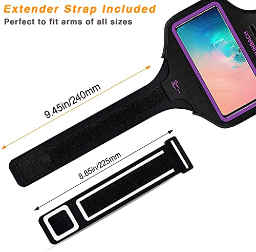 Armband for Samsung Galaxy S26+/S25+/S24+/S23+/S22+/S20+/S10+/S9+/S8+, Running Exercise Gym Bag with Key Holder and Card Slot (Purple) - color: Purple