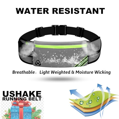 USHAKE Running Belt Fanny Pack for Women & Men, Phone Holder Waist Bag - color: Grey