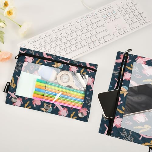 Axolotl Pencil Pouches for 3 Ring Binder 2 Pack - color: Axolotl