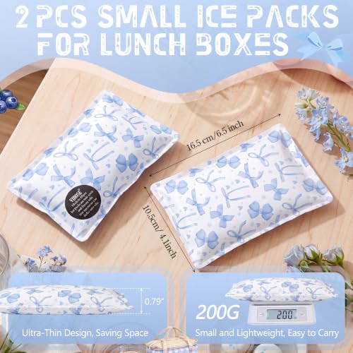 VIHOSE 2 Pcs Ice Packs for Lunch Box Bag - color: Blue, style: Bow