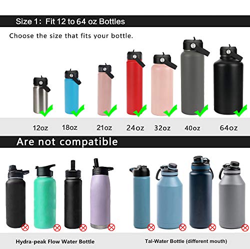 Straw lid for Hydroflask Wide Mouth Water Bottle,Straw Lid Flexible Handle Fit Hydro Flask 12 16 18 20 32 40 64 oz,Sports Straw Cap Flip Top Lid Water Bottle Lid Accessories… - color: Black 1