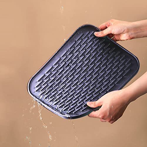 Small Dish Drying Mat, Silicone Dish Mats for Kitchen Countertop, 11.5"x9.1", for Rack Over the Sink, Pots, Pans, Glassware, Silverware, Stemware, Car Center Cap, Dishwasher safe, Reusable - color: M (11.5" x 9.1") Black