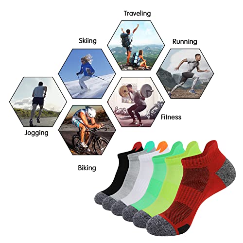 JOYNÉE Mens Ankle Athletic Low Cut Socks Running Sports Cushioned Sock for Men 6 Pack - color: Colorful4
